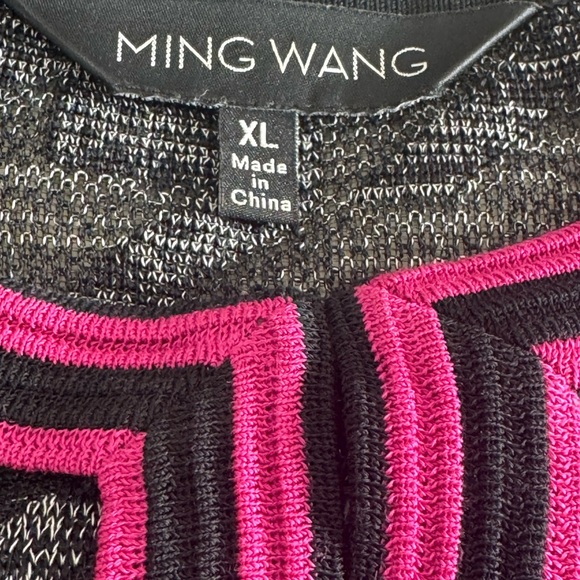 Ming Wang Jacket Womens Size XL Black and Pink Houndstooth cardigan knit - Picture 9 of 11